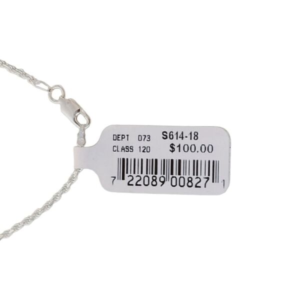 IBB Sterling Silver Diamond Cut Rope Necklace Chain 18" - Picture 3 of 5